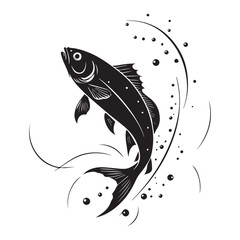 a black fish vector silhouettes isolated on white background 