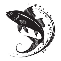 a black fish vector silhouettes isolated on white background 