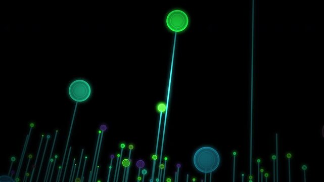 Colorful fun dynamic graph with rhythmic bouncing pinhead animation