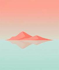minimal  vector illustration of a pink mountain landscape