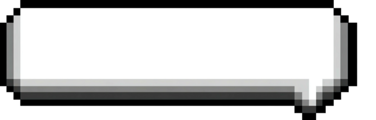 Blank white speech bubble with a grey shadow and pixelated outline