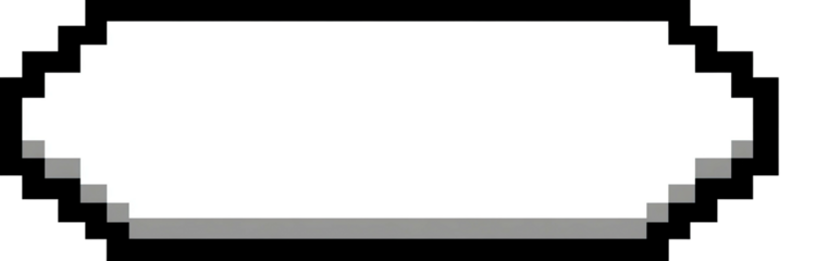 Pixelated white speech bubble with rounded right and left edges