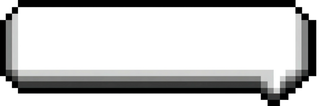 Blank white speech bubble with a grey shadow and pixelated outline