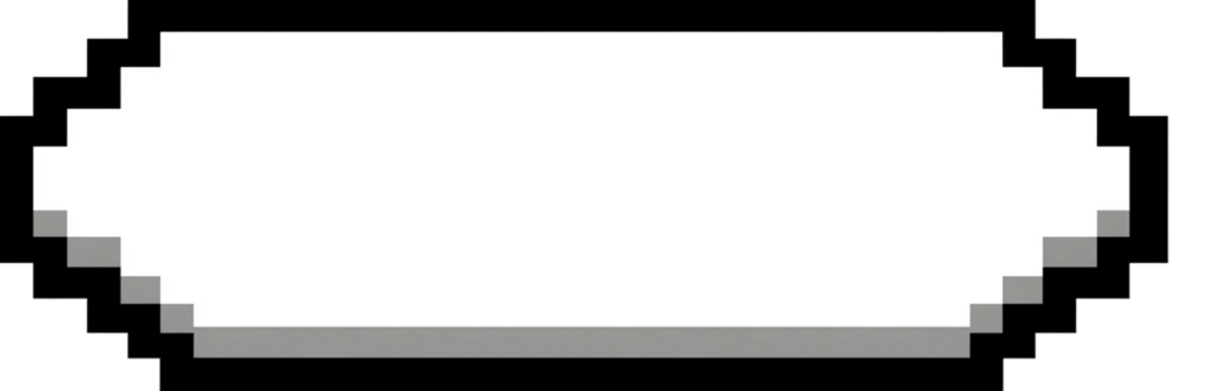 Pixelated white speech bubble with rounded right and left edges - Powered by Adobe