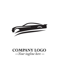 Car Running Fast Logo Symbol in Black on the White Background with Dynamic Speed Design