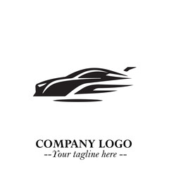 Car Running Fast Logo Symbol in Black on the White Background with Dynamic Speed Design