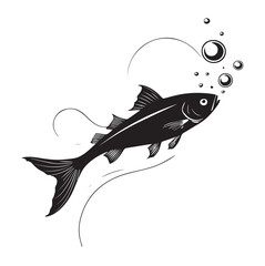 a black fish vector silhouettes isolated on white background 