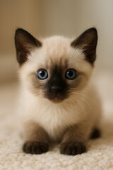 Adoptable Blue-Eyed Siamese Kitten Close Up Portrait for Pet Rescue Campaigns Minimal Pet Image
