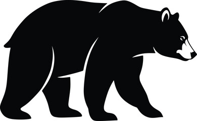 Obraz premium Silhouette of Walking Bear in Minimalist Style