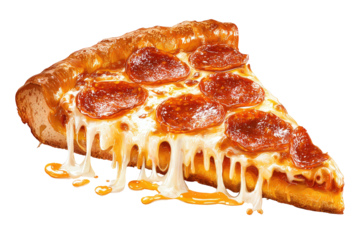 Delicious slice of pepperoni pizza with melted cheese