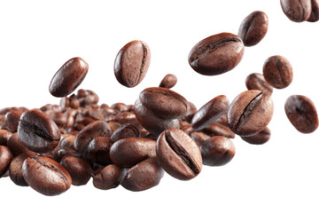 Naklejka premium Roasted coffee beans cascade against a dark background