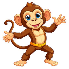 Obraz premium PNG cartoon vector of a funky monkey in retro disco pose, perfect for playful, dance, party, vintage, and funky themed creative projects