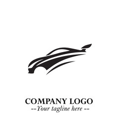 Car Running Fast Logo Symbol in Black on the White Background with Dynamic Speed Design