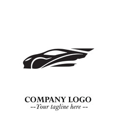 Car Running Fast Logo Symbol in Black on the White Background with Dynamic Speed Design