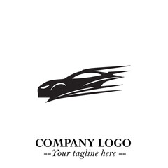 Car Running Fast Logo Symbol in Black on the White Background with Dynamic Speed Design