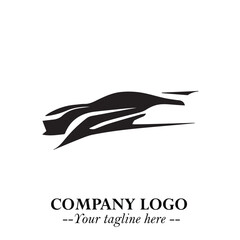 Car Running Fast Logo Symbol in Black on the White Background with Dynamic Speed Design