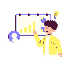 Business Analytics Flat Cartoon Character