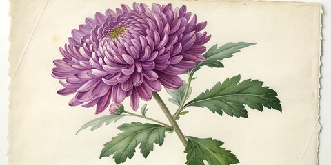 A close-up macro of a vintage purple dahlia flower, showing its delicate pink petals and natural beauty against a subtly textured floral background