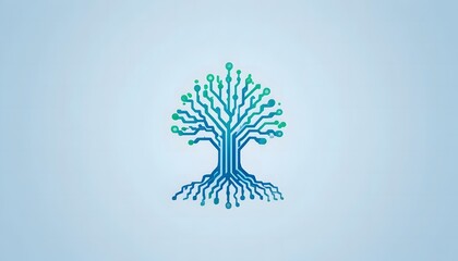 circuit board pattern tree logo technology nature concept