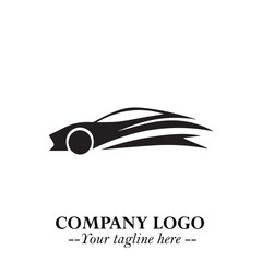 Car Running Fast Logo Symbol in Black on the White Background with Dynamic Speed Design