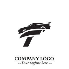 Car Running Fast Logo Symbol in Black on the White Background with Dynamic Speed Design