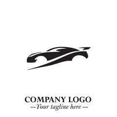 Car Running Fast Logo Symbol in Black on the White Background with Dynamic Speed Design