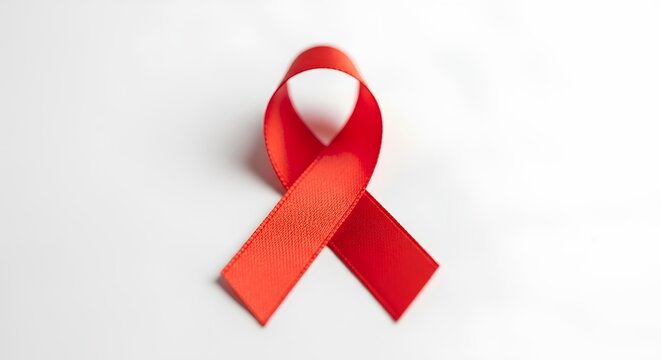 A universally recognized red ribbon, symbolizing global awareness, solidarity, and support for HIV and AIDS, representing vital public health initiatives
