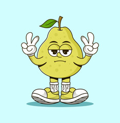 Simple cartoon pear icon illustration with a cute and fresh look, perfect for logo, sticker, label, or healthy food design