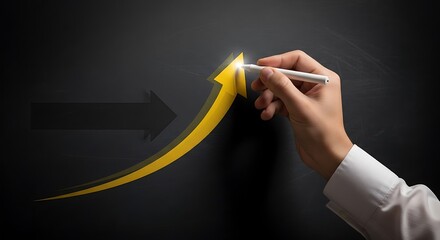 Hand drawing a growth arrow representing success and business progress