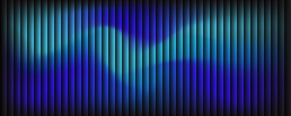 Abstract blue light waves behind vertical bars on black background. Glowing gradient lines create a futuristic and digital aesthetic. Perfect for backgrounds, technology designs, and visual effects.