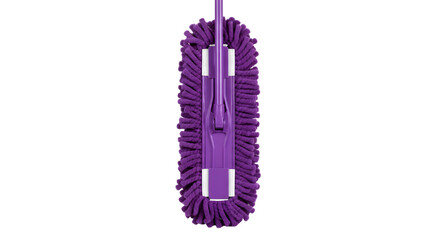 Purple microfiber duster cleaning tool for dust removal isolated on white background