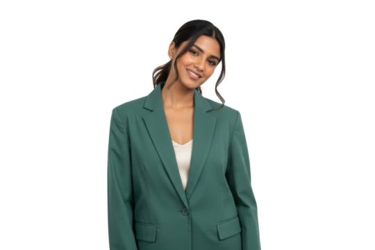 Confident South Asian businesswoman smiling professionally in modern business attire - Powered by Adobe