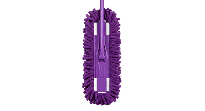 Purple microfiber duster cleaning tool for dust removal isolated on white background - Powered by Adobe