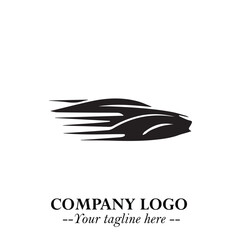 Car Running Fast Logo Symbol in Black on the White Background with Dynamic Speed Design