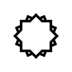 Vector Seal Icon – Islamic Star Badge, Decorative Label, Award, Certificate, Ornament, Emblem, and Pattern Symbol