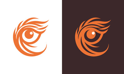 Obraz premium Abstract orange tiger eye with fiery mane on white and dark backgrounds