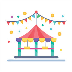 Obraz premium Colorful carnival tent with festive bunting and confetti