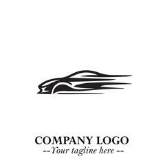 Car Running Fast Logo Symbol in Black on the White Background with Dynamic Speed Design