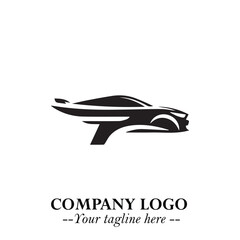 Car Running Fast Logo Symbol in Black on the White Background with Dynamic Speed Design