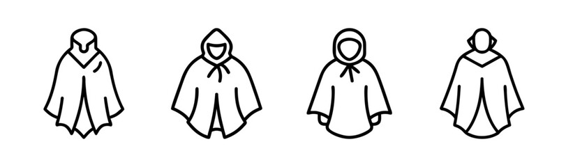 Four different styles of hooded capes jackets outerwear apparel clothing fashion