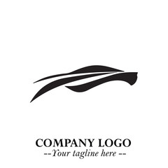 Car Running Fast Logo Symbol in Black on the White Background with Dynamic Speed Design