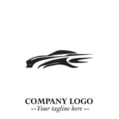 Car Running Fast Logo Symbol in Black on the White Background with Dynamic Speed Design