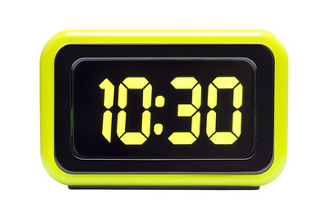 yellow Digital clock show time 10:30 isolated on transparent background