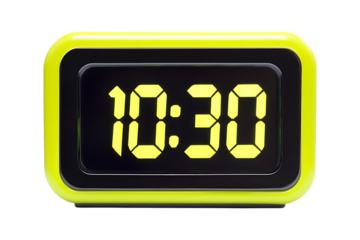 yellow Digital clock show time 10:30 isolated on transparent background