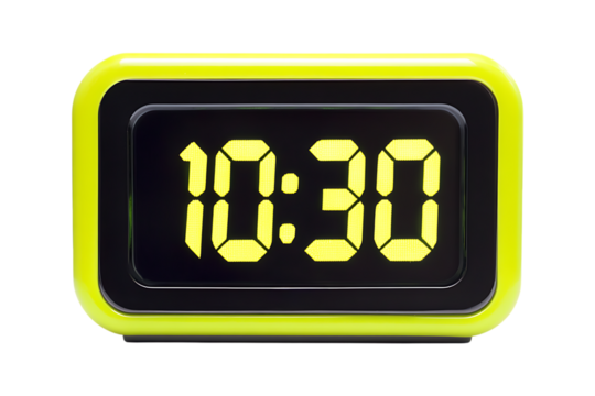 yellow Digital clock show time 10:30 isolated on transparent background