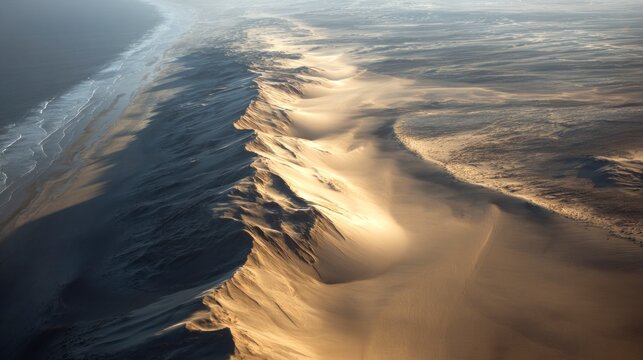 Aerial view of sand dune canyon