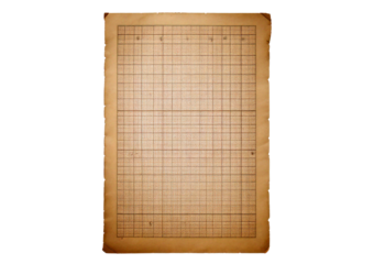 Antique graph paper with large square grid patterns and subtle aging marks, isolated on transparent or white background