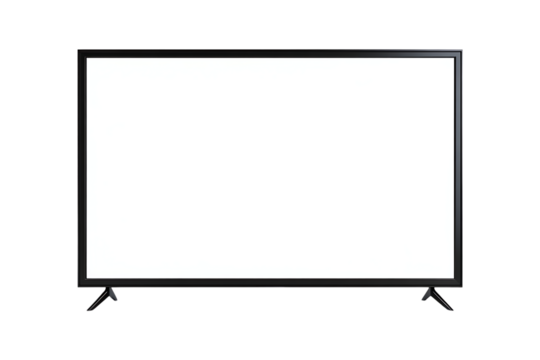 blank modern tv screen on transparent background