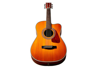 Obraz premium Beautiful acoustic guitar on display isolated on transparent or white background
