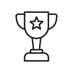 Trophy Cup with Star Line Icon  Winner, Victory, and Achievement Award Symbol.